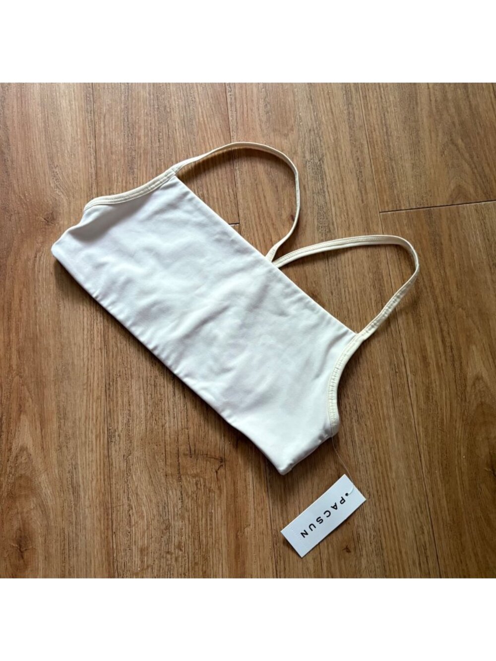 PAC 1980 Racerback Spaghetti Strap Bandeau Bralette Cream NWT Size M